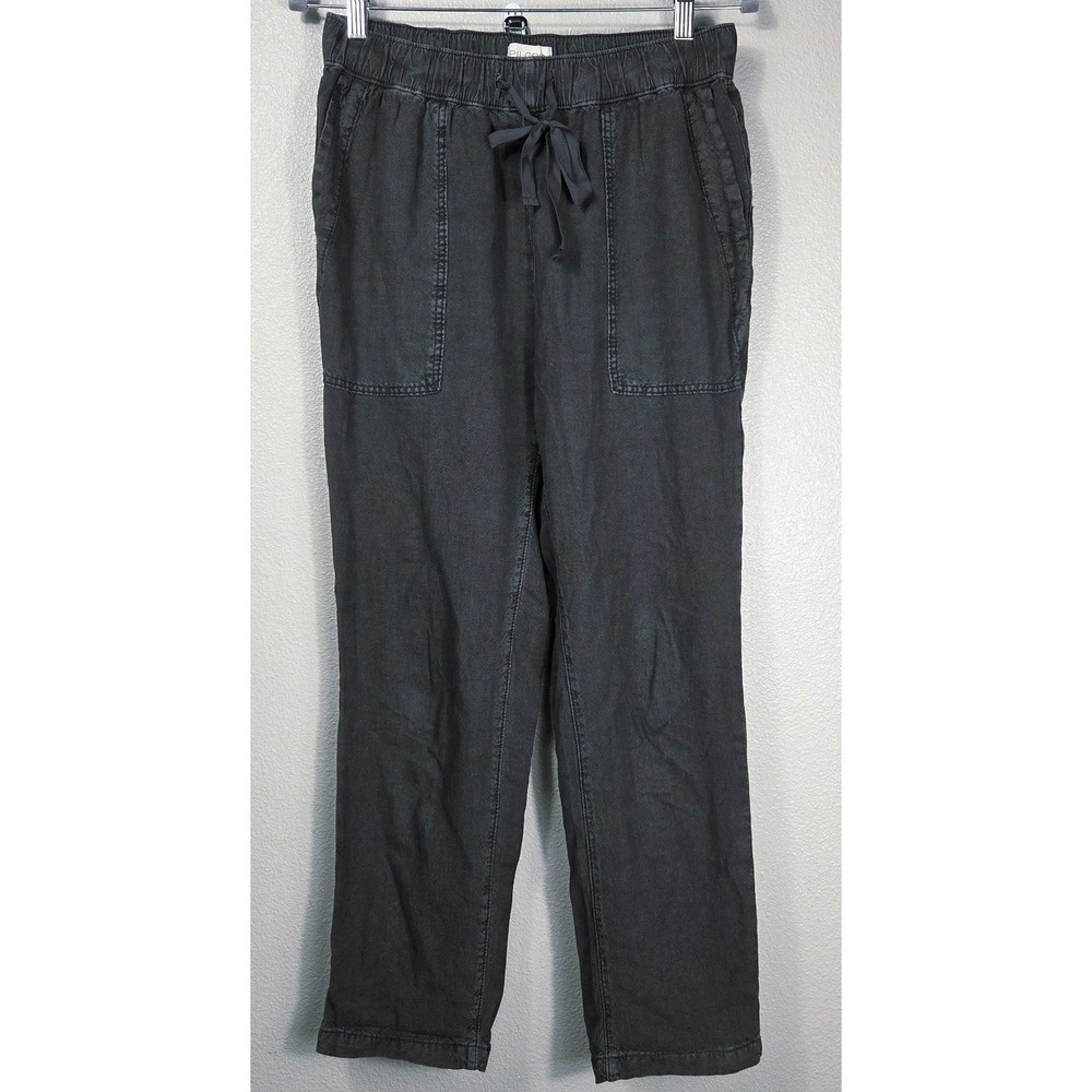 Pilcro Linen Blend Pull‎ On Pants Charcoal Gray Relaxed Utility Crop XS...